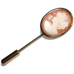 925 Vintage Estate Sterling Silver Carved Lady Cameo Gold Plated Sterling Silver